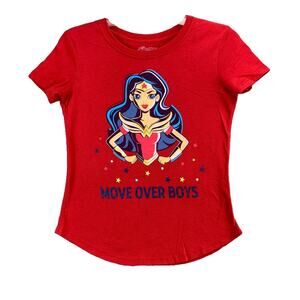 Wonder Woman Girls T Shirt Size Large Short Sleeve Move Over Boys Graphic Tee